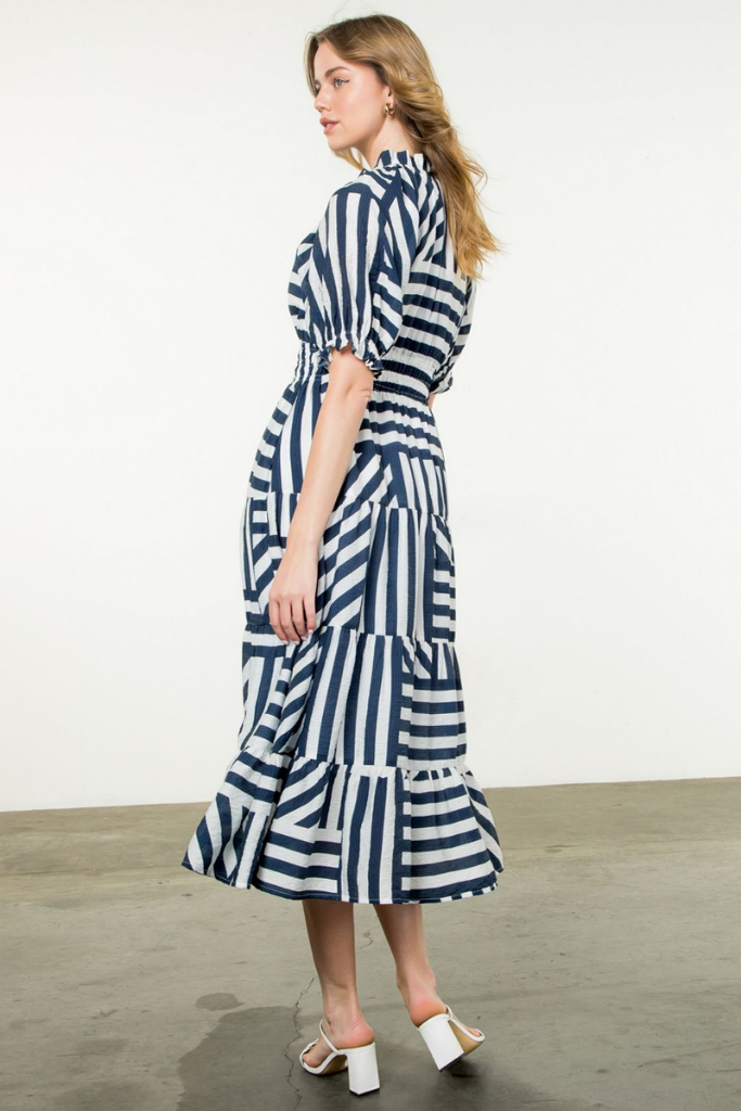 Eleanor Geo Stripe Midi Dress