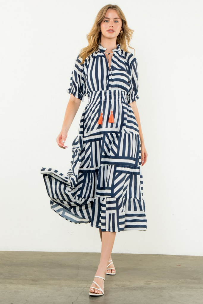 Eleanor Geo Stripe Midi Dress