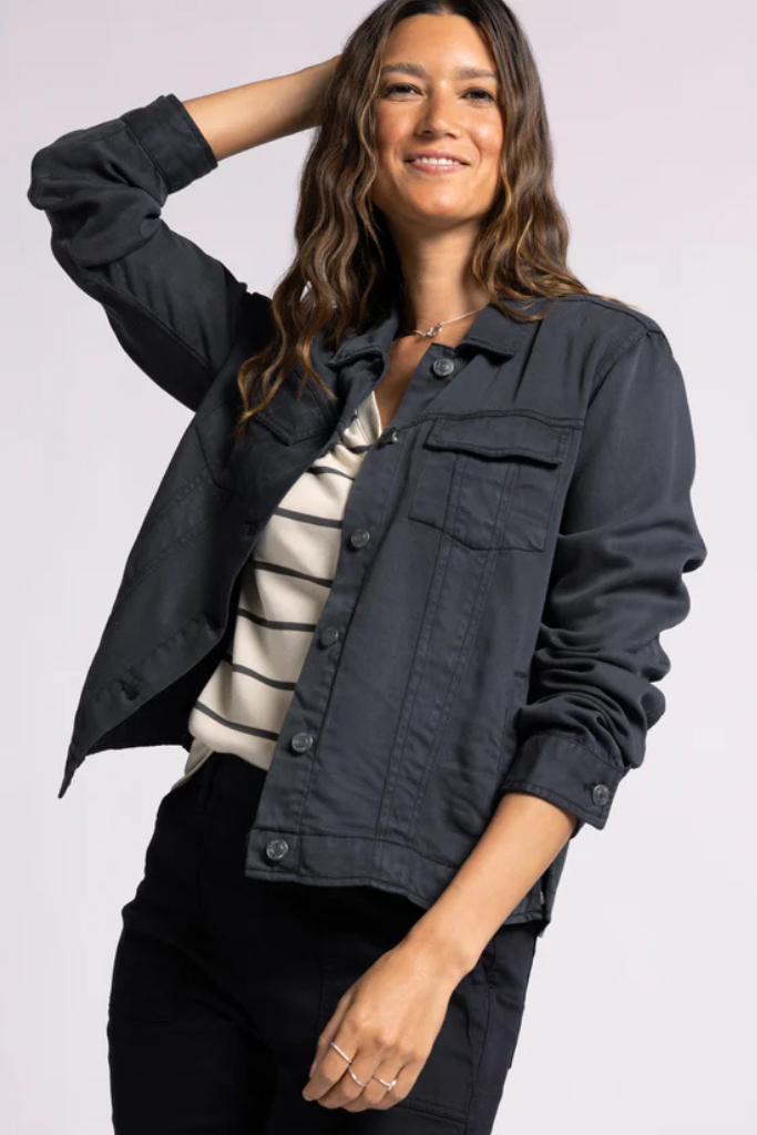 Bonnie Button Front Jacket In Black