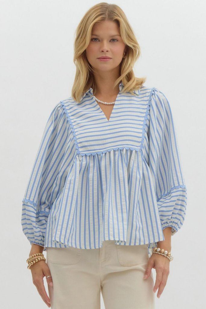 Camille Stripe Babydoll Top