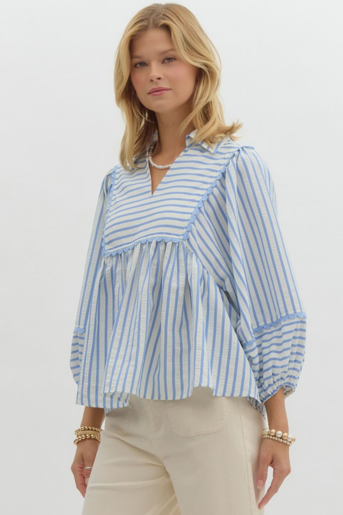 Camille Stripe Babydoll Top