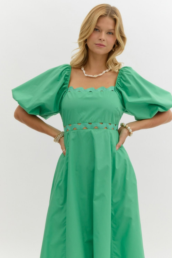 Lana Cut Out Midi Dress in Green