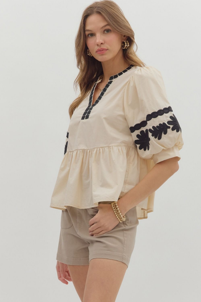 Louise Embroidered Peplum Top
