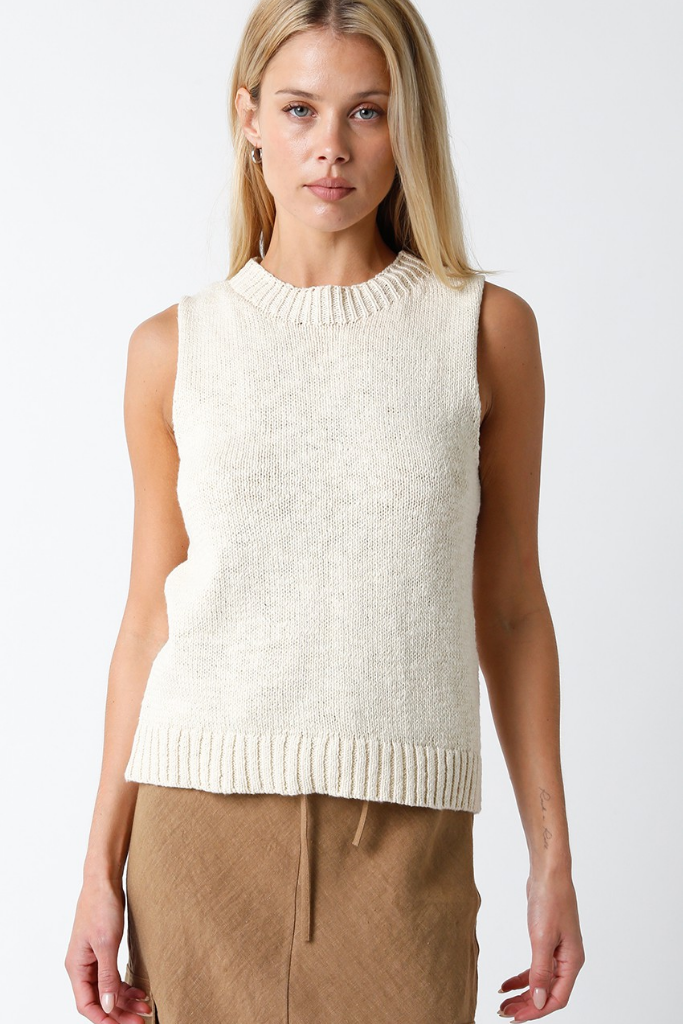 Lara Sleeveless Sweater in Ecru