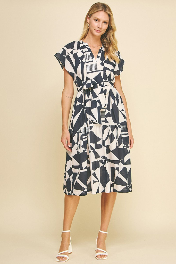 Vera Geo Print Midi Dress