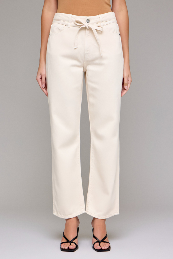 Simone Tie Waist Straight Wide Leg Ankle Jean