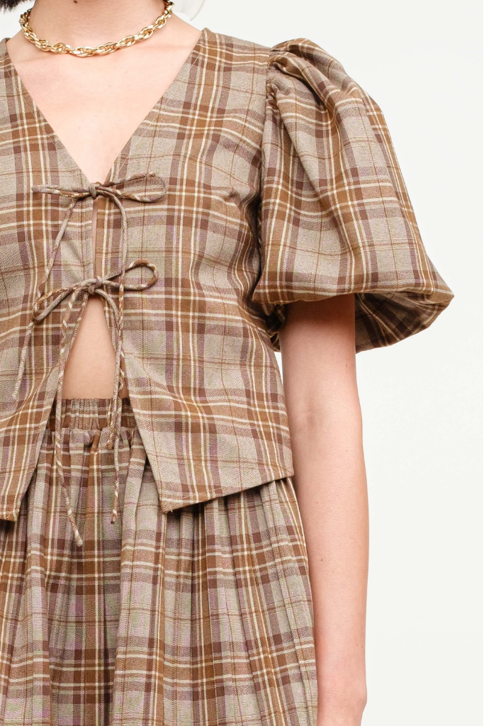 Cafe Latte Plaid Top