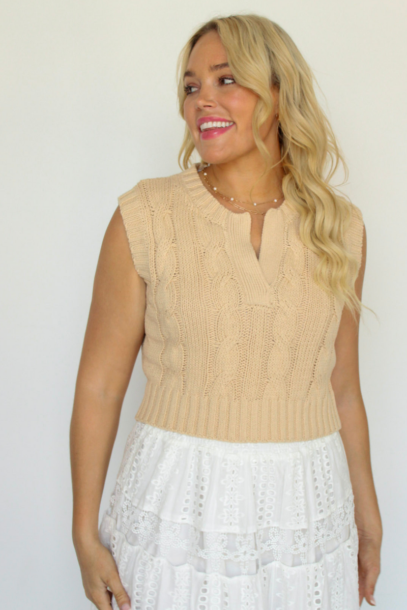 Oh My Darling Sweater Vest in Bone