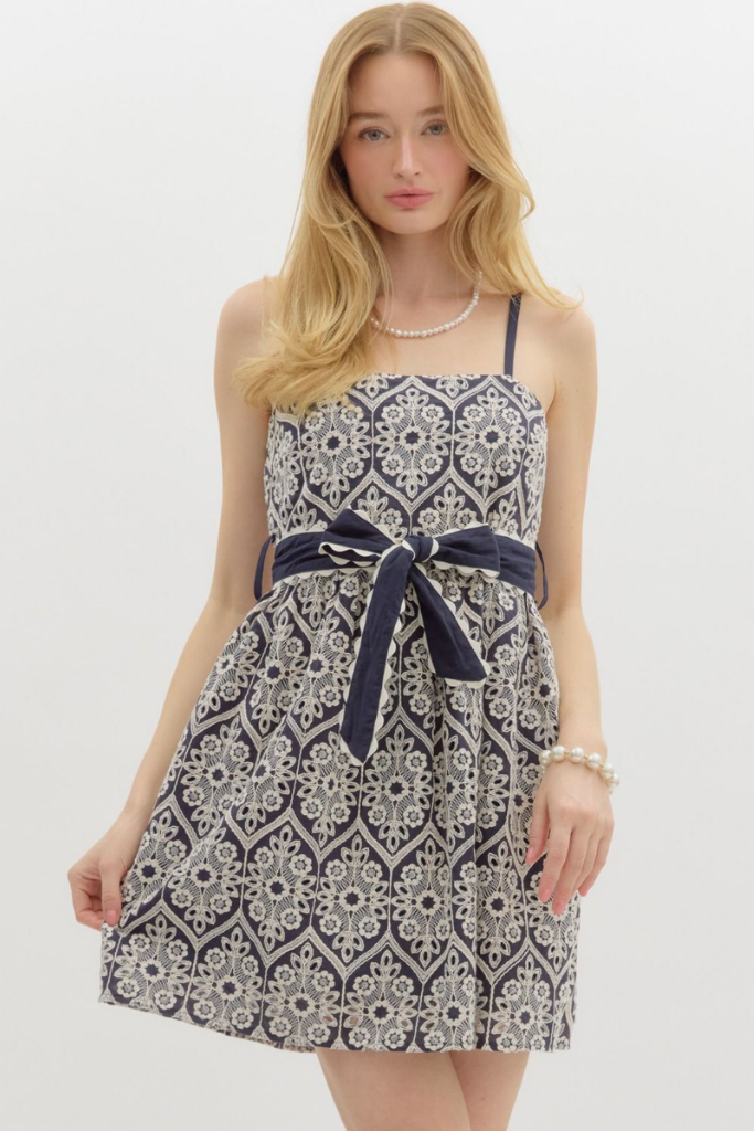 Fleur Lace Stitch Mini Dress