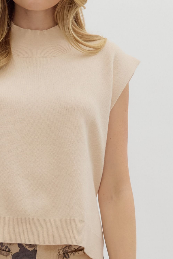 Cleo Sleeveless Mock Neck Sweater in Oatmeal