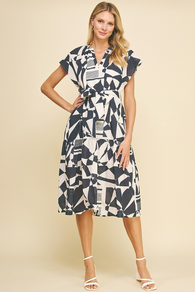 Vera Geo Print Midi Dress