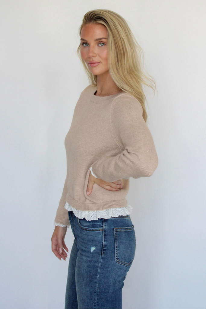 Lots of Love Lace Trim Sweater