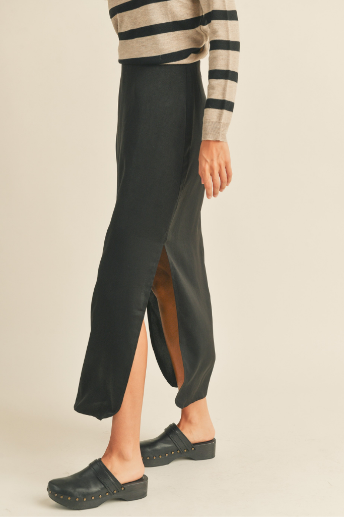 City Girl Side Slit Midi Skirt