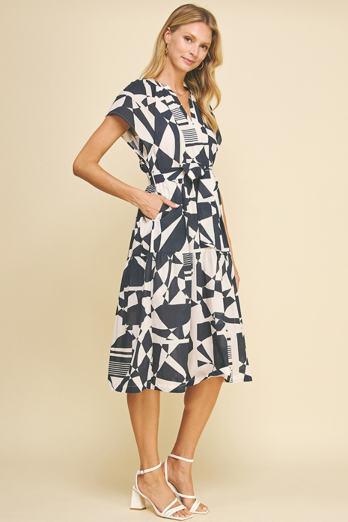 Vera Geo Print Midi Dress