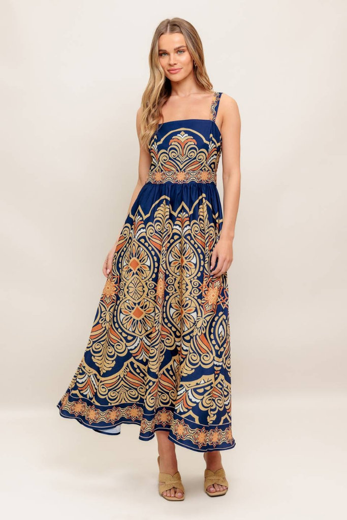 Audrey Scarf Print Maxi Dress