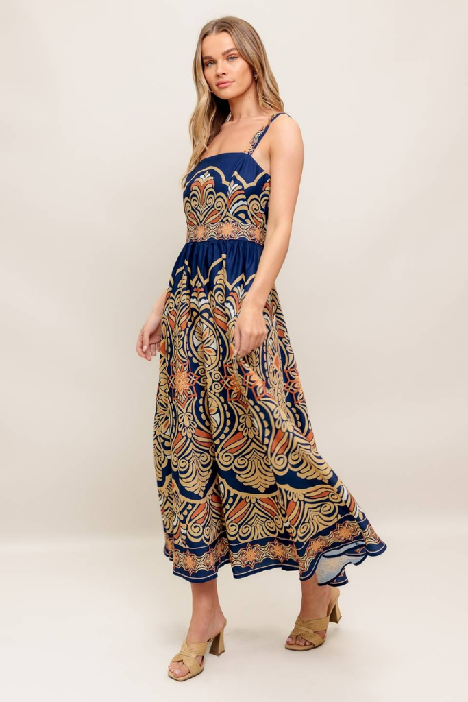 Audrey Scarf Print Maxi Dress