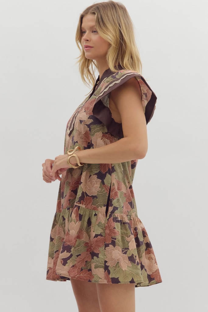 Amy Floral Ruffle Sleeve Mini Dress