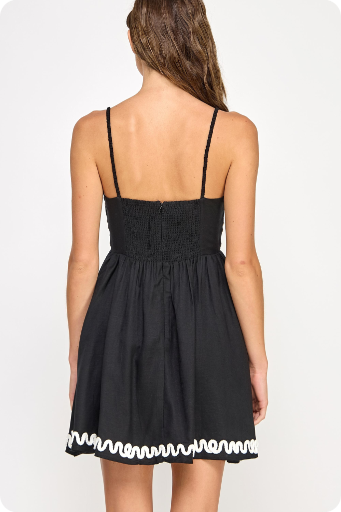 Alanea Braid Detail Mini Dress in Black White