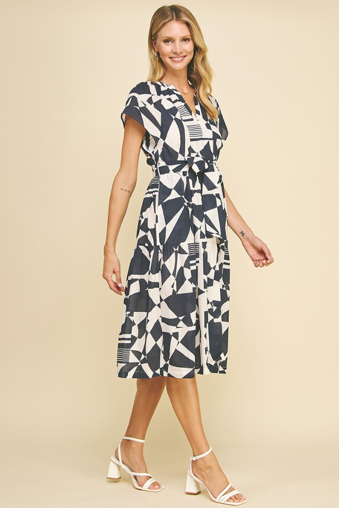 Vera Geo Print Midi Dress