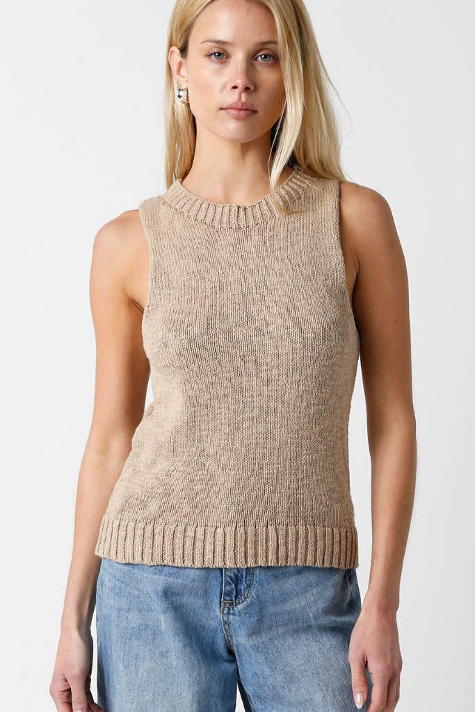 Lara Sleeveless Sweater in Taupe