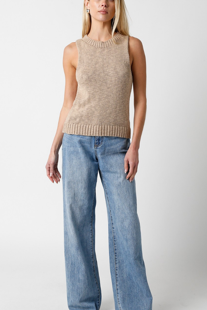 Lara Sleeveless Sweater in Taupe