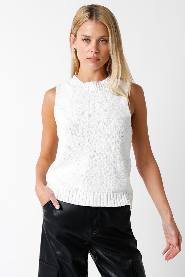 Lara Sleeveless Sweater in White