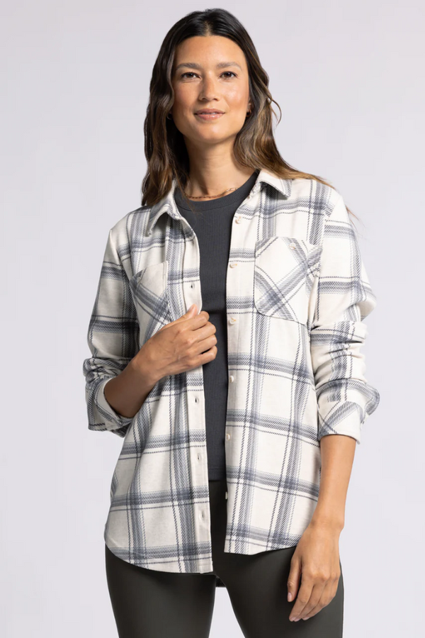 Lewis Plaid Shirt Jacket in Black Gray