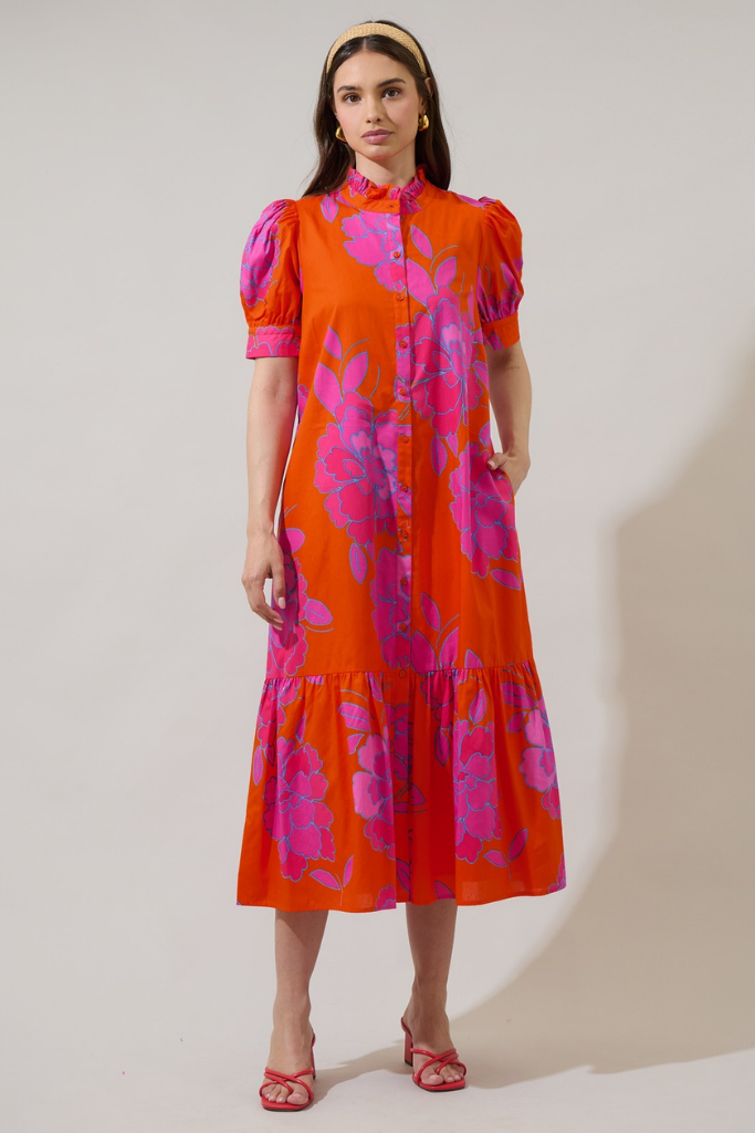 Nalani Floral Button Up Midi Dress