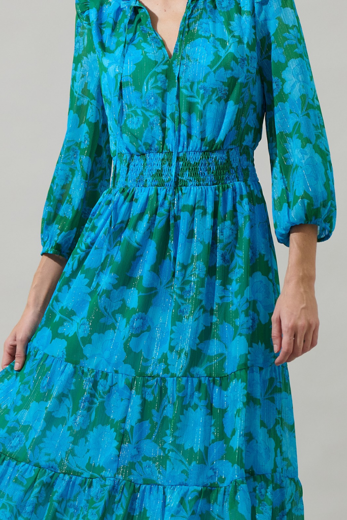 Amren Floral Smocked Midi Dress