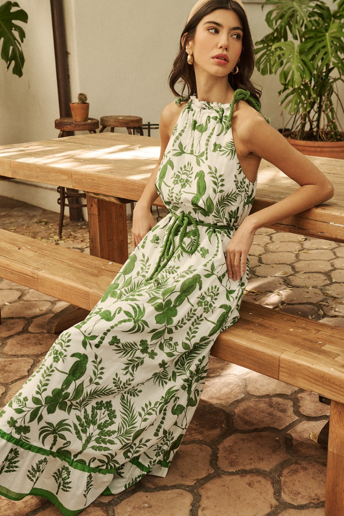 Kimana Floral Halter Neck Maxi Dress