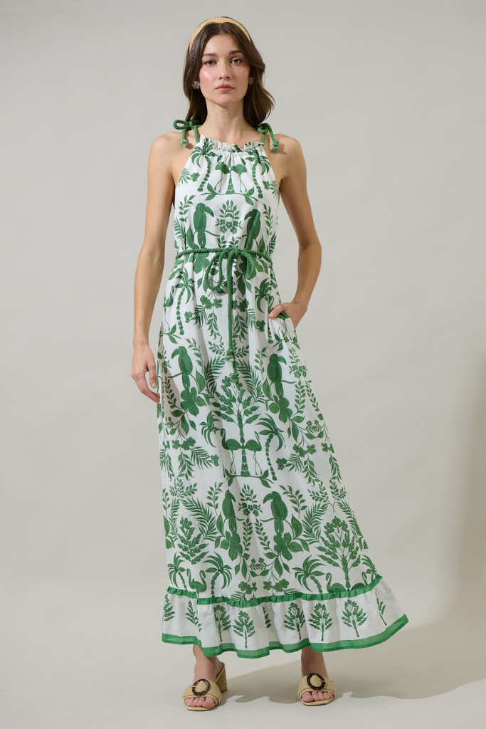 Kimana Floral Halter Neck Maxi Dress