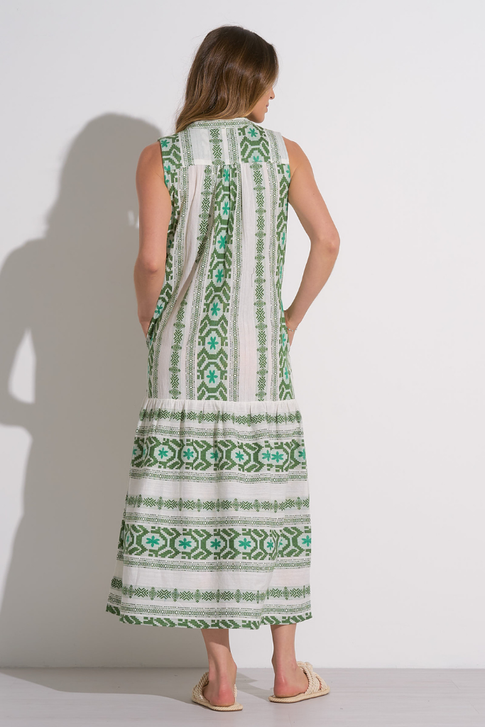 Mika Linen Aztec Midi Dress