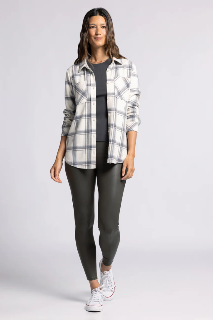 Lewis Plaid Shirt Jacket in Black Gray