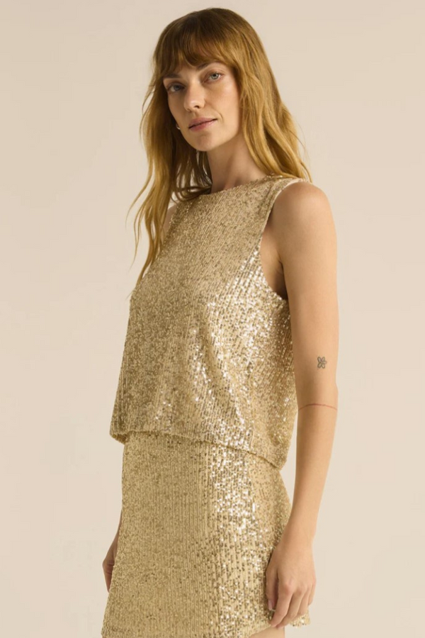 Sloane Sequin Top by Z Supply in Champagne