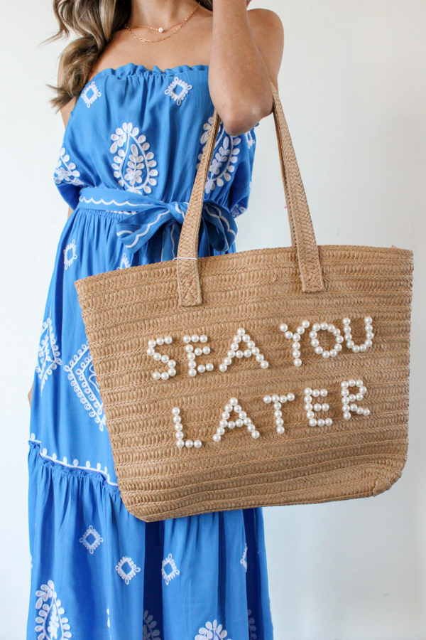 Sea You Later Raffia Bag