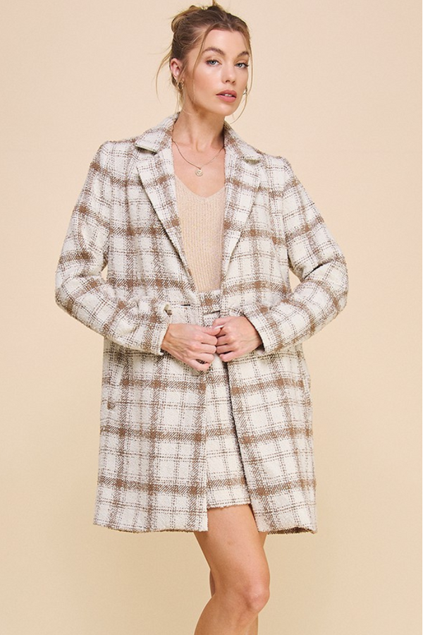 Allie Rose Plaid Trench Coat