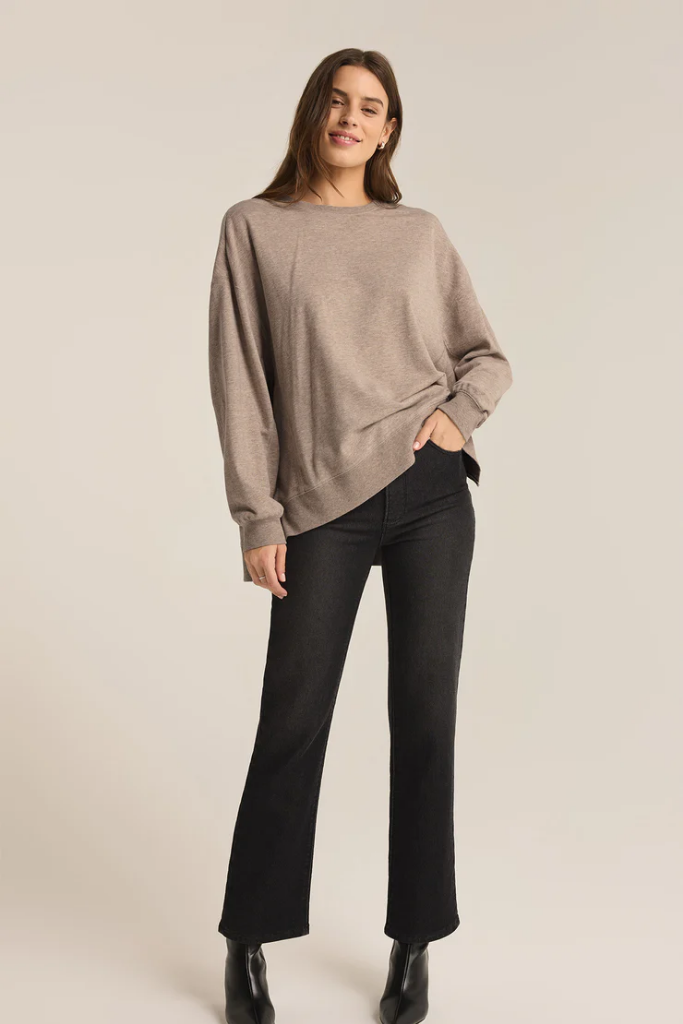 Modern Weekender Sweatshirt in Heather Taupe by Z Supply