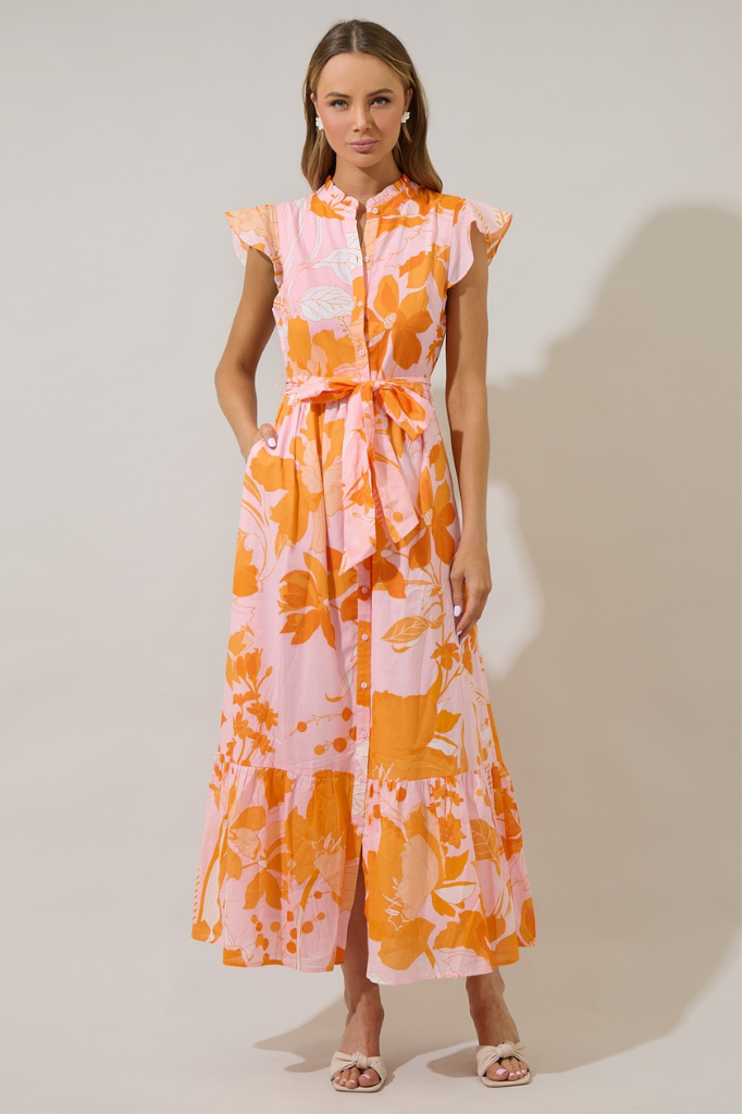 Lenira Floral Button Down Maxi Dress