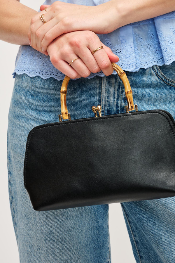Lucy Leather Crossbody in Black