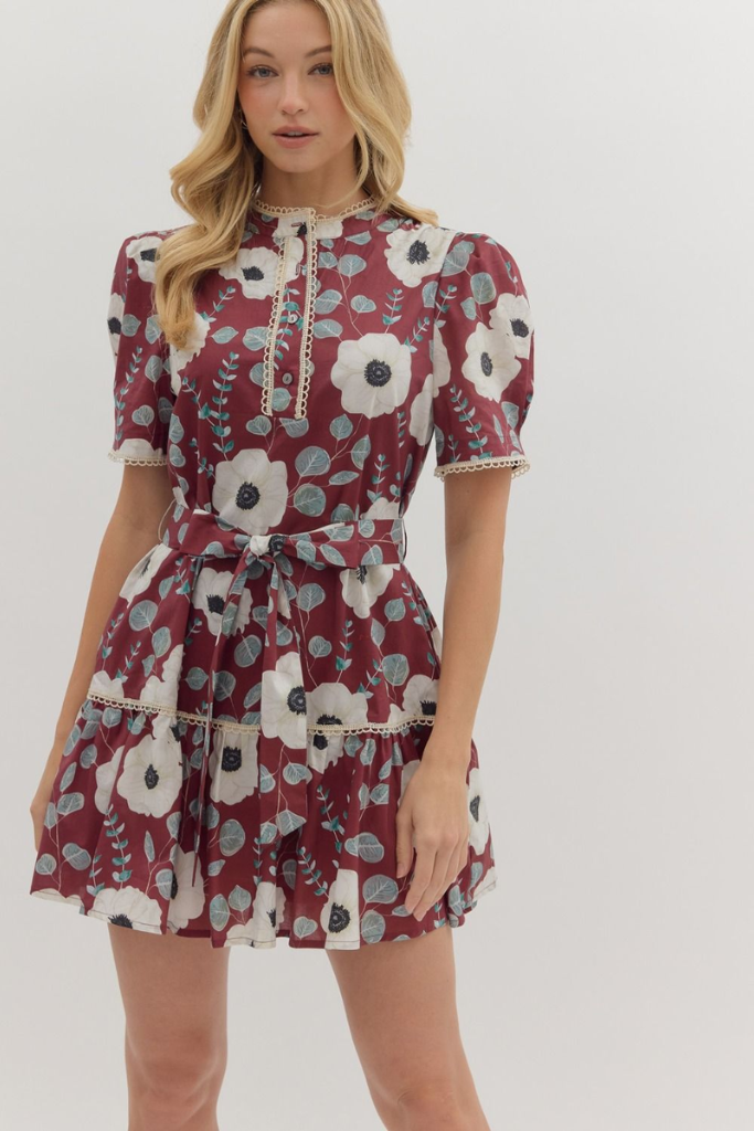 Sabine Floral Crochet Mini Dress
