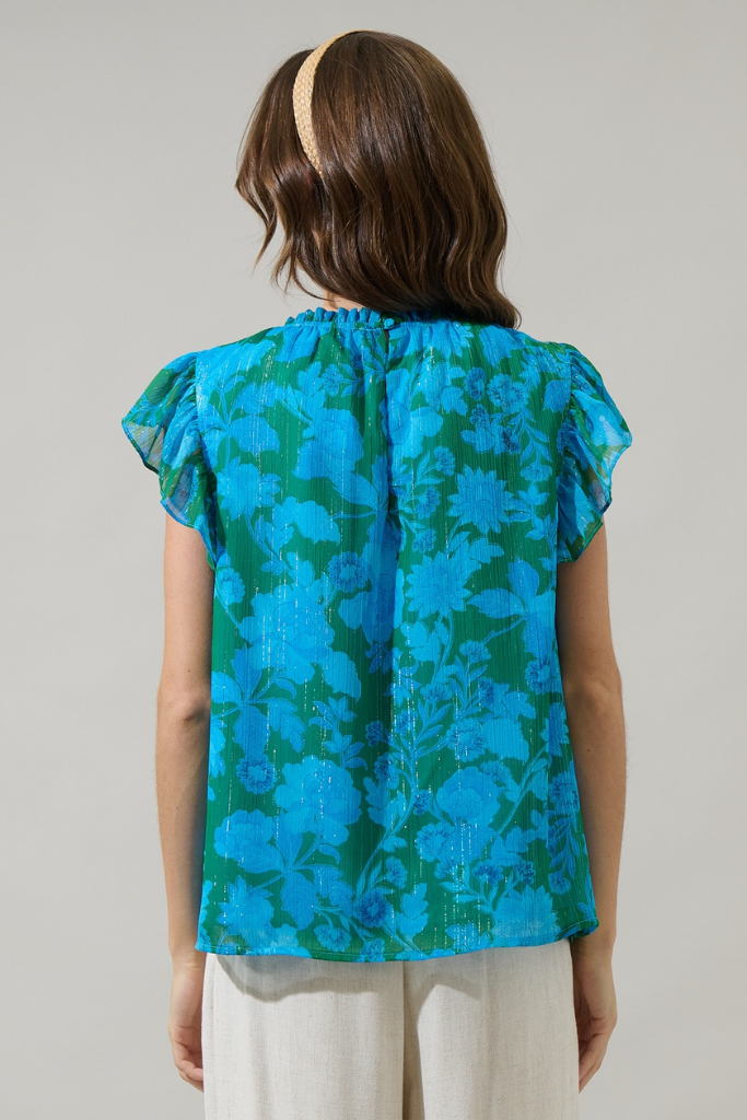 Amren Floral Cap Sleeve Top