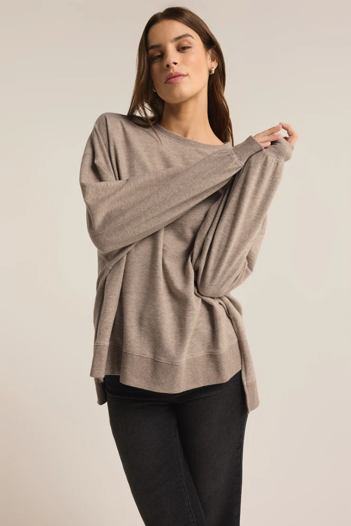 Modern Weekender Sweatshirt in Heather Taupe by Z Supply