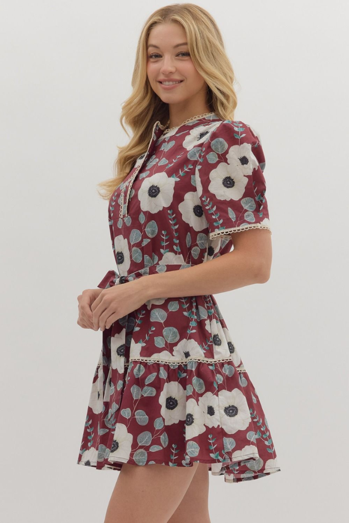 Sabine Floral Crochet Mini Dress
