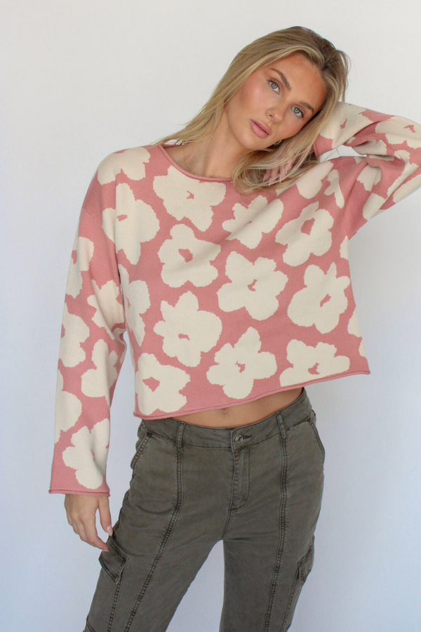 Walking On Sunshine Sweater in Rose