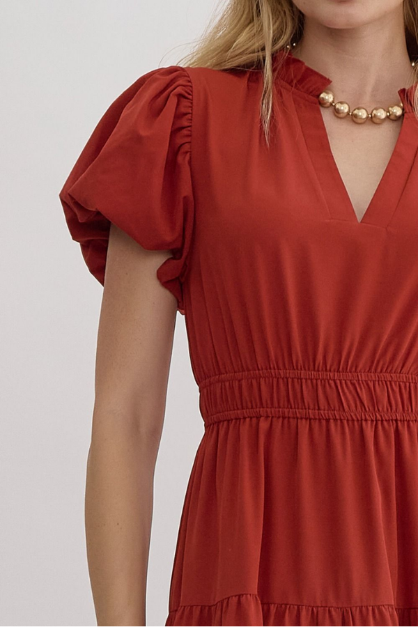 Autumn Stoll Tiered Maxi Dress in Brick