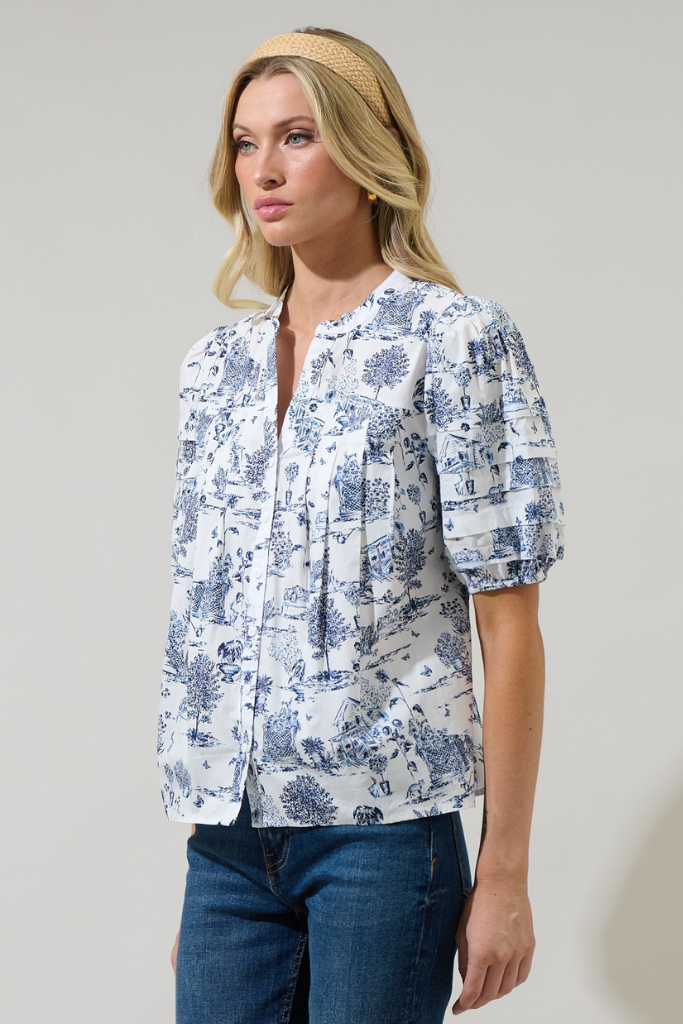 Renzo Toile Button Down Top