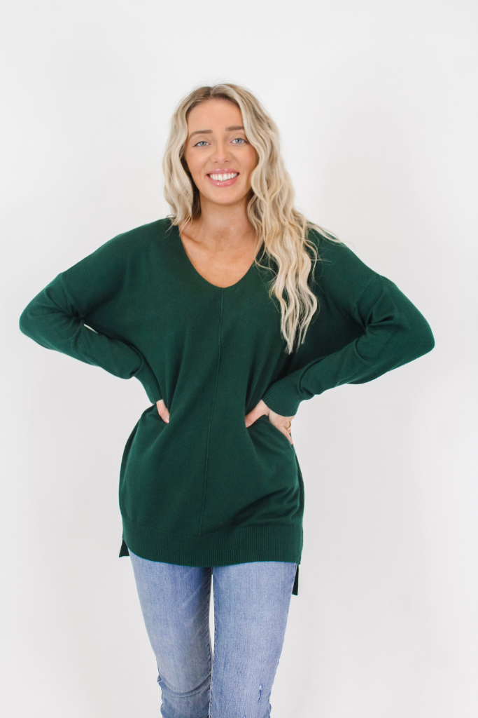 We're Dreaming Sweater in Hunter Green