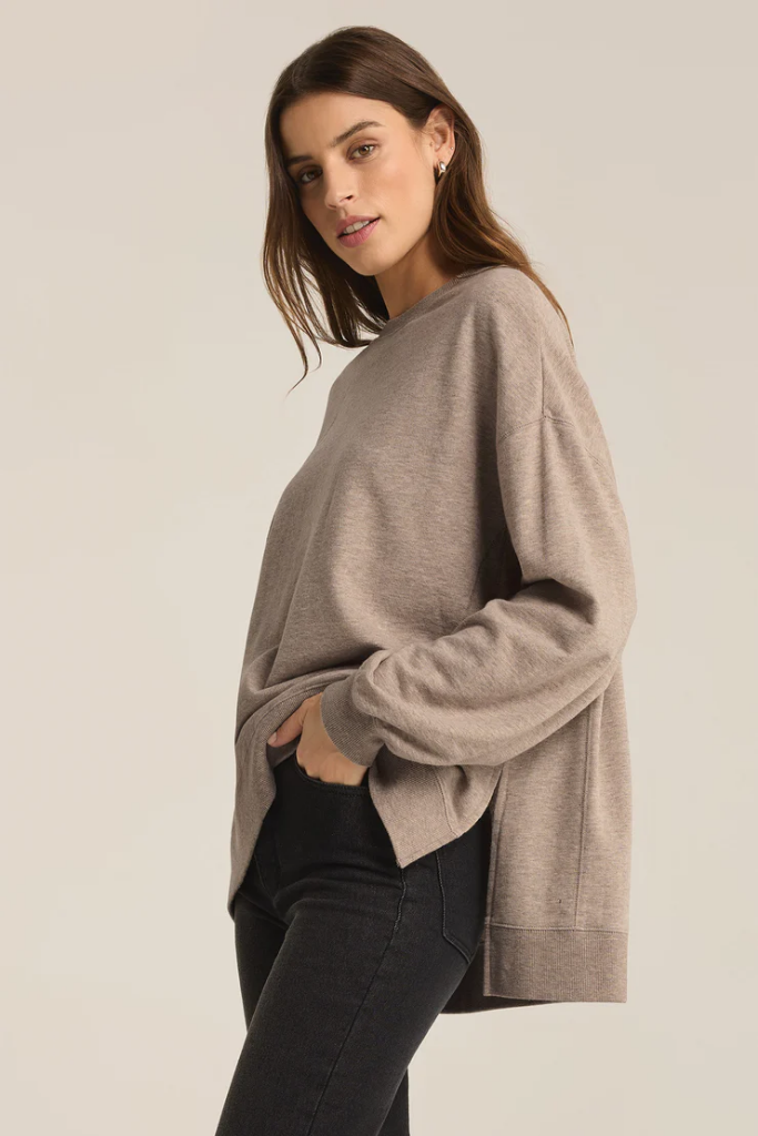 Modern Weekender Sweatshirt in Heather Taupe by Z Supply