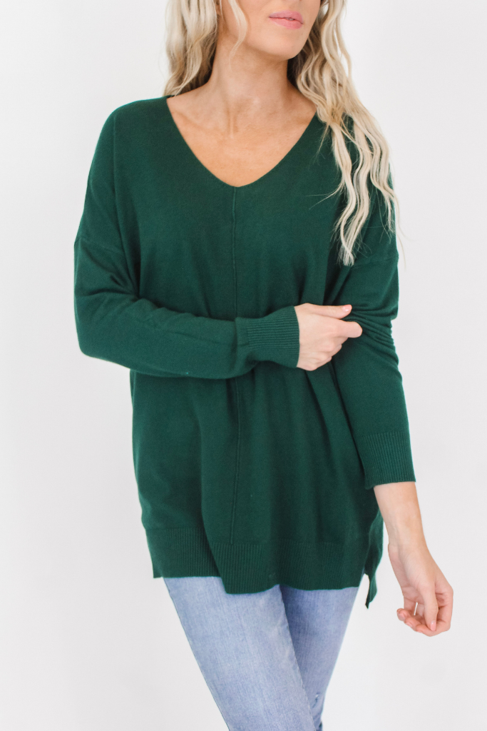 We're Dreaming Sweater in Hunter Green