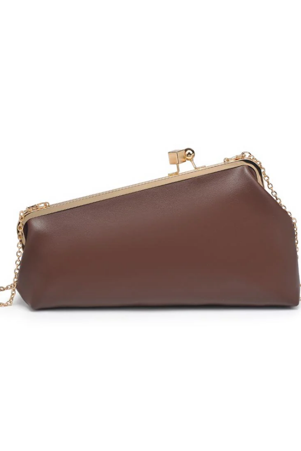 Helena Snap Clutch in Chocolate